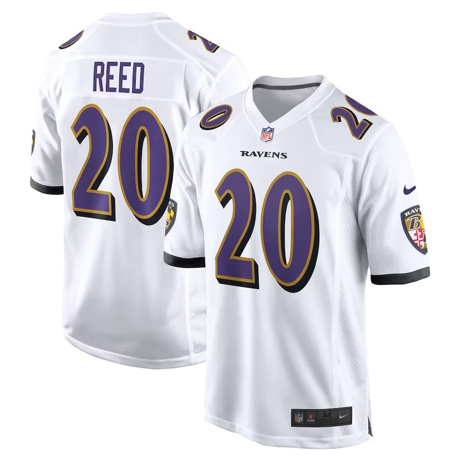 Men Baltimore Ravens 20 Ed Reed Nike White Retired Player Game NFL Jersey